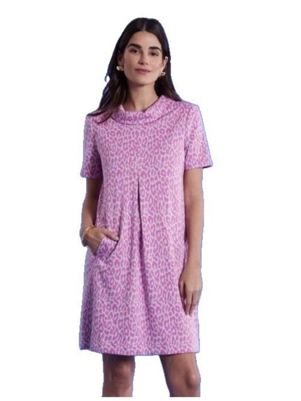 Tyler Boe Kristen Animal Print Knit Shift Dress MED Barbie Mod Retro Preppy Work